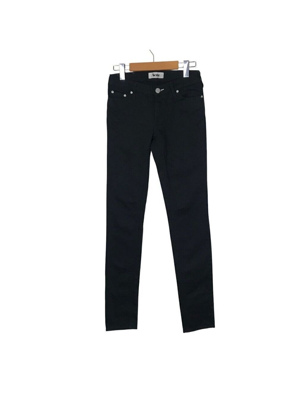 NWOT  Acne Kex Wet Black Woman's 5 Pocket Zip Up  Jeans Size 26